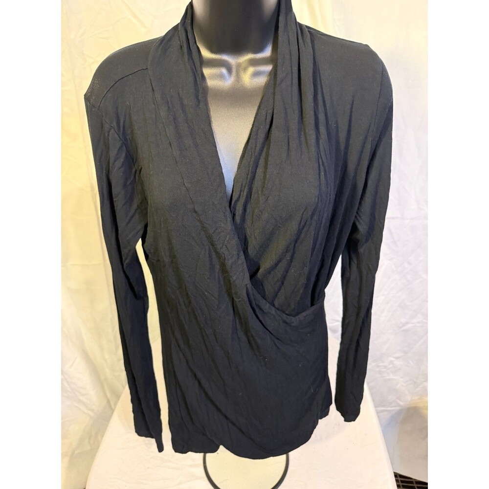 Dark Academia Black Wrap Shirt Top Gothic Balletcore Women's Medium M Emo Alt